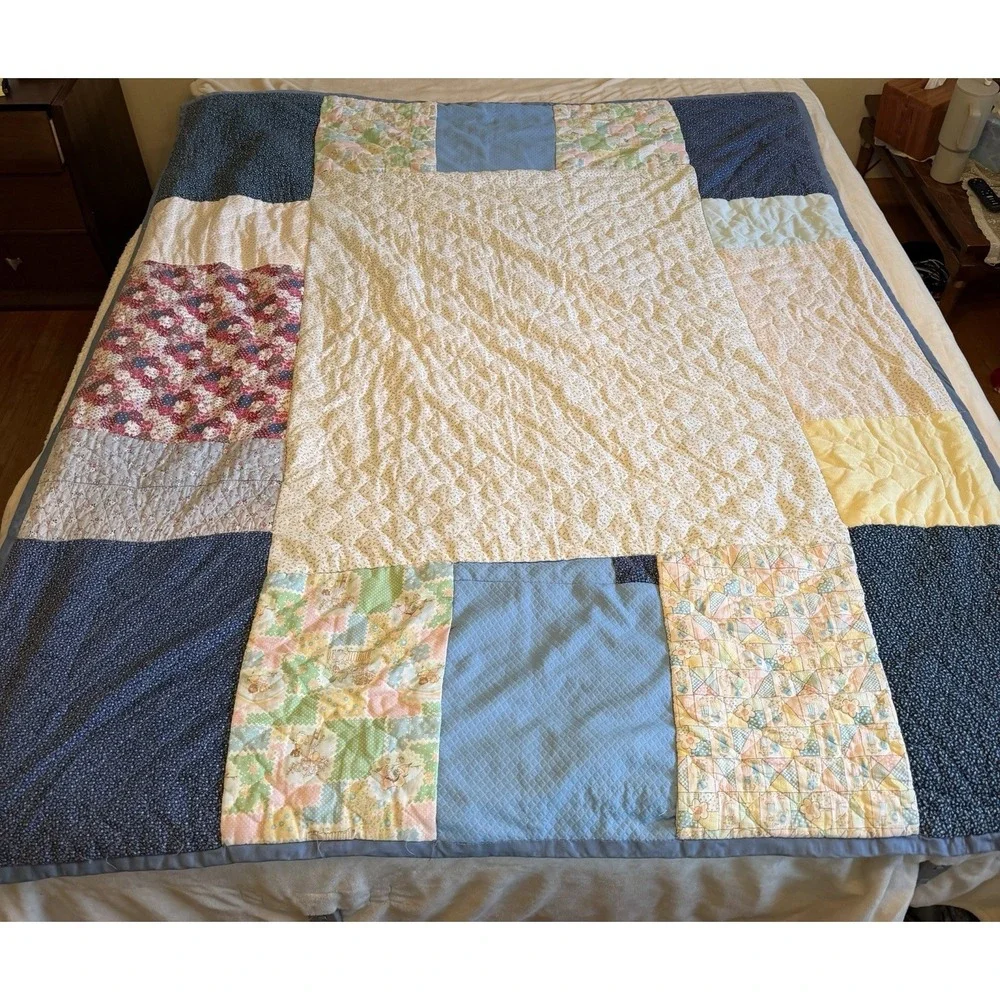 Vintage Scrappy Patchwork Quilt Full 57X68 Heavyweight